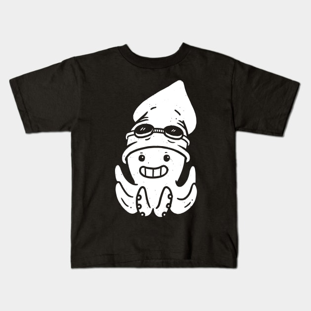 Swimming Squid Kids T-Shirt by wehkid